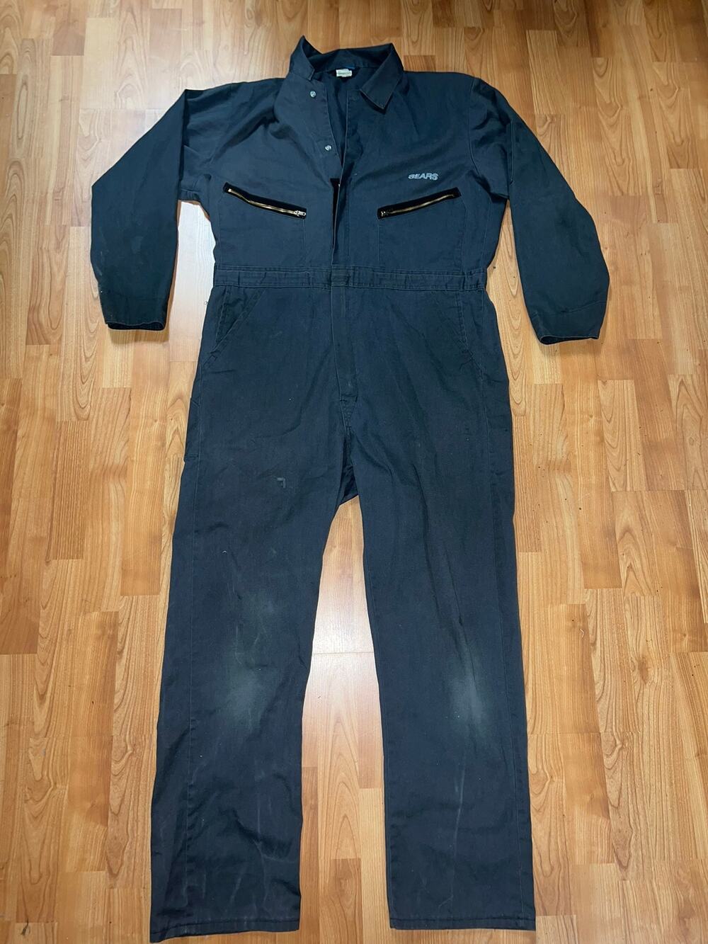 Vintage Sears Coveralls Overalls Workwear One Piece Gray Ideal Zipper VTG XL